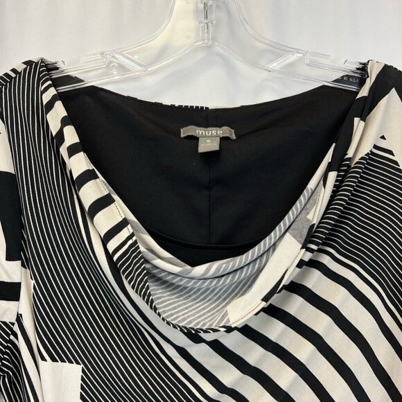 Muse Womens A Line Dress Multicolor Knee Length Chevron Scoop Neck 3/4 Sleeve 8 - Picture 3 of 10